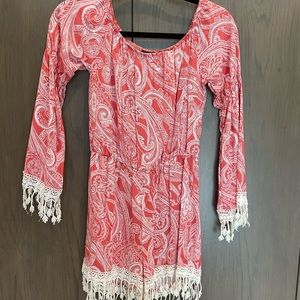 🎀 See You Monday NWOT Boho fringed shorts jumpsuit romper size Small 🎀